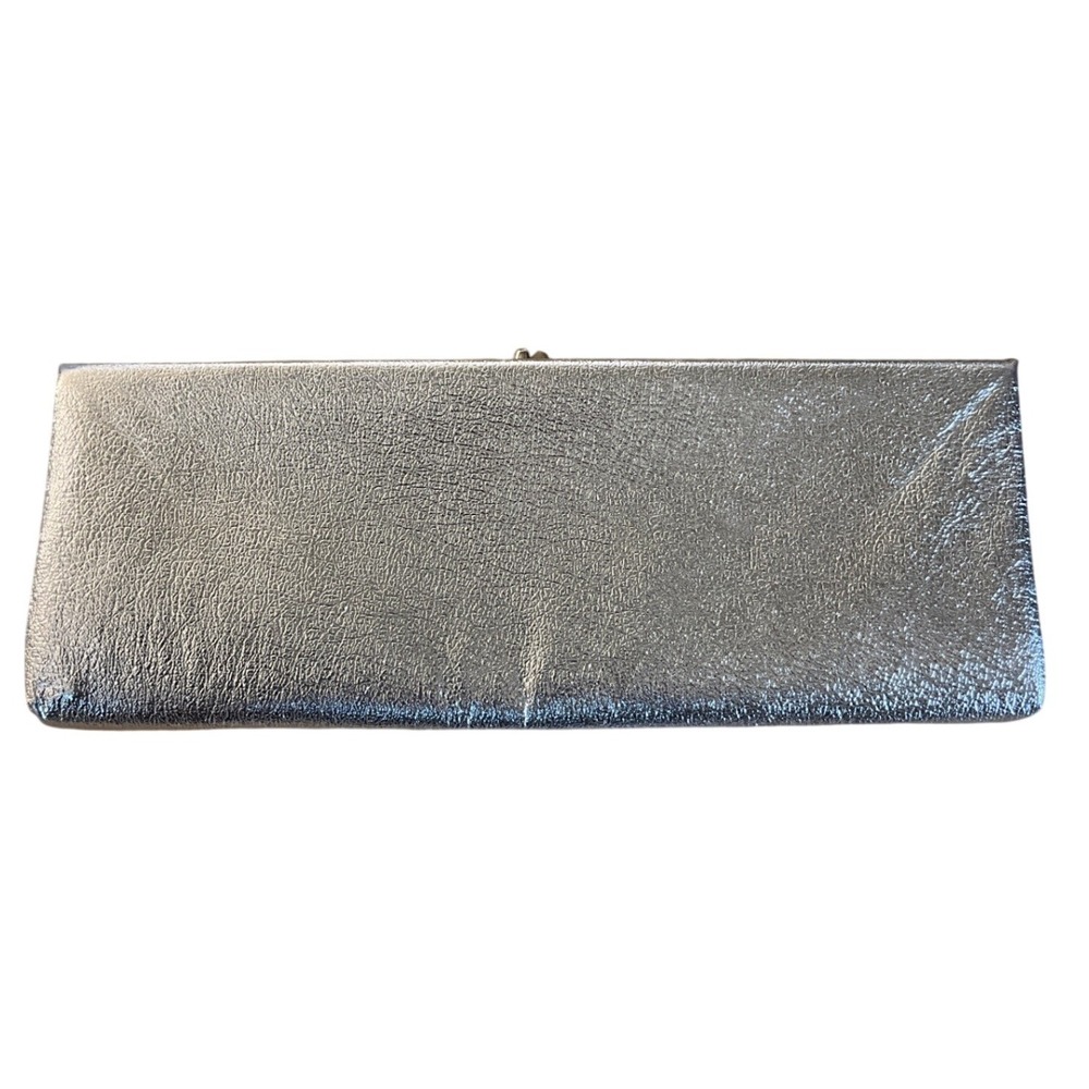 Vintage 1960's Silver Metallic Clutch Bag Glam Hollywood Regency Disco Chic